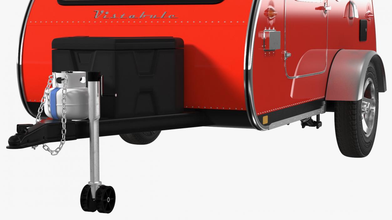 3D model Vistabule Teardrop Camping Trailer Red Rigged