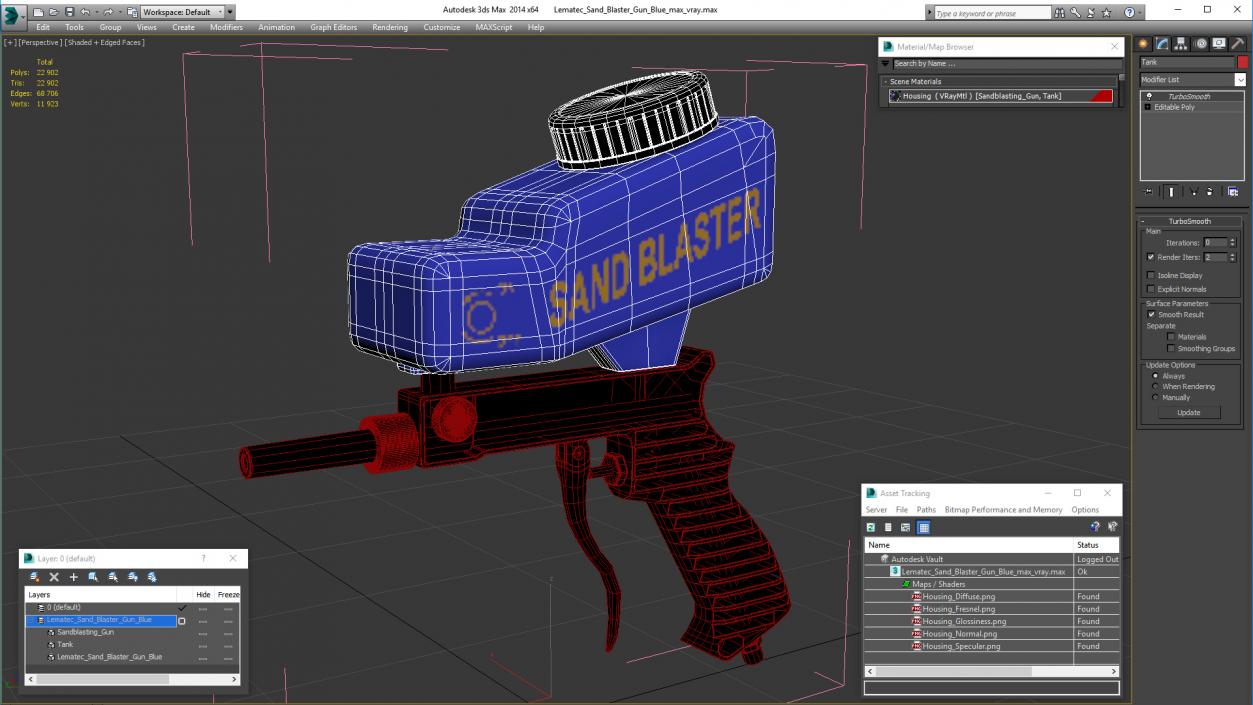 Lematec Sand Blaster Gun Blue 3D model