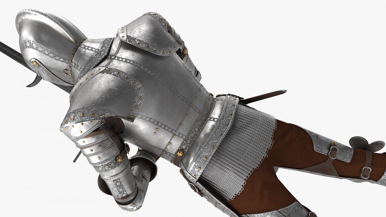 3D Medieval Knight Plate Armor holding Zweihander