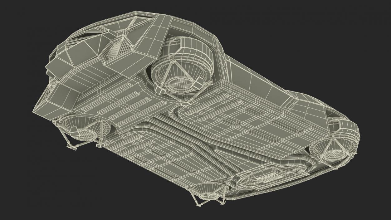 3D Sci-Fi Hover Car White Simple Interior model
