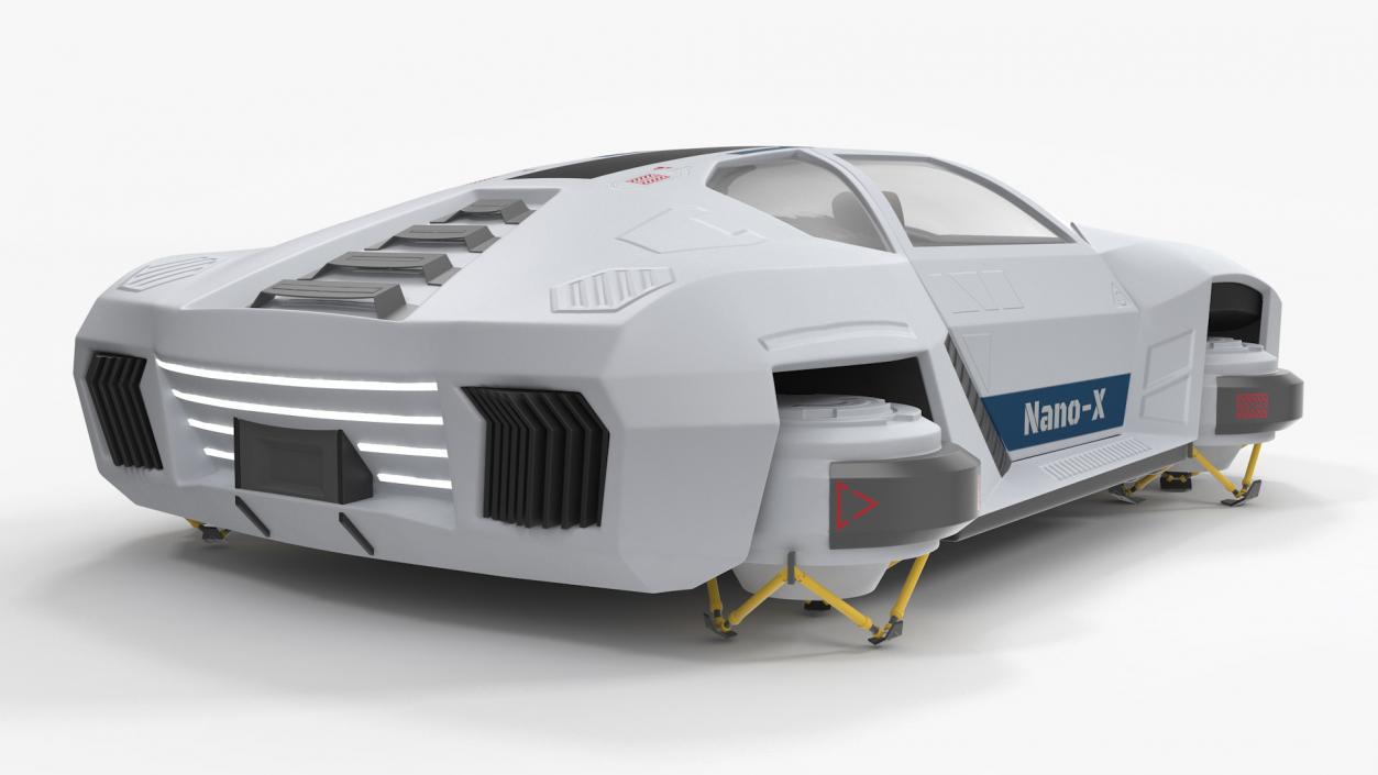 3D Sci-Fi Hover Car White Simple Interior model