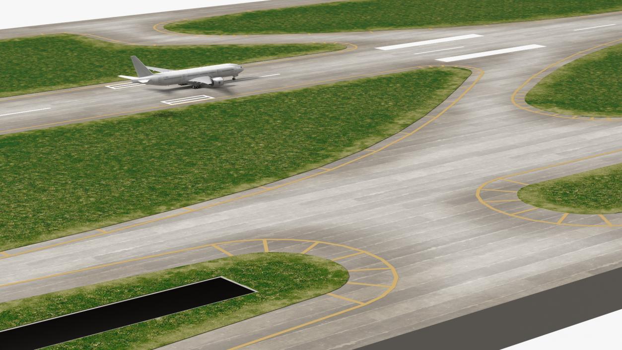 Airport Runway With Boeing 777 200 3D model