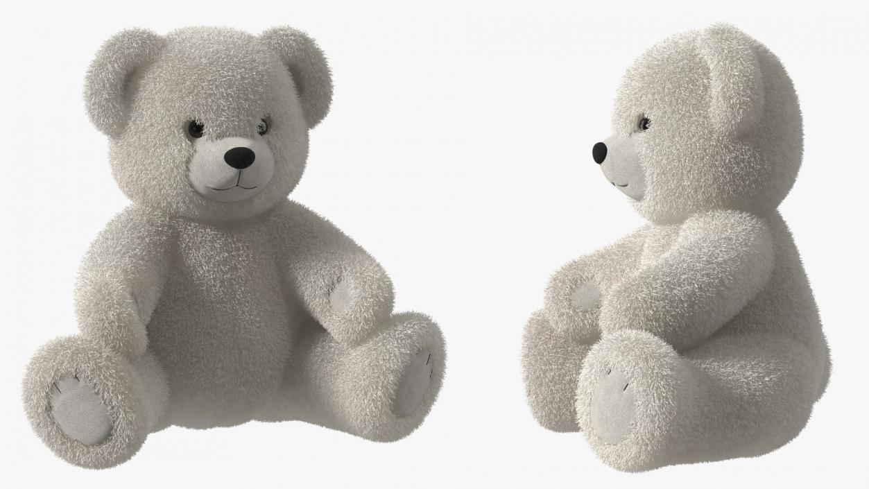 Teddy Bear Light Color Sitting Fur 3D model
