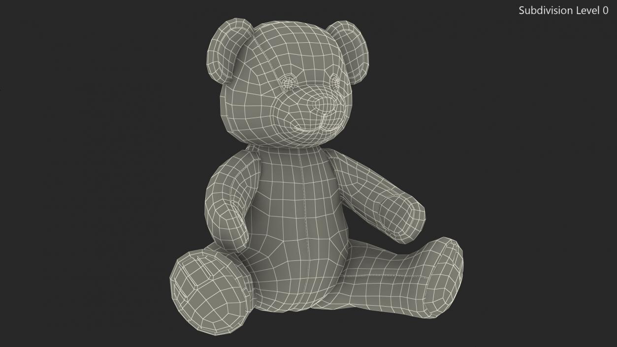 Teddy Bear Light Color Sitting Fur 3D model