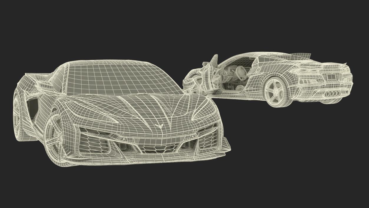 White 2023 Chevrolet Corvette Z06 Rigged for Maya 3D model