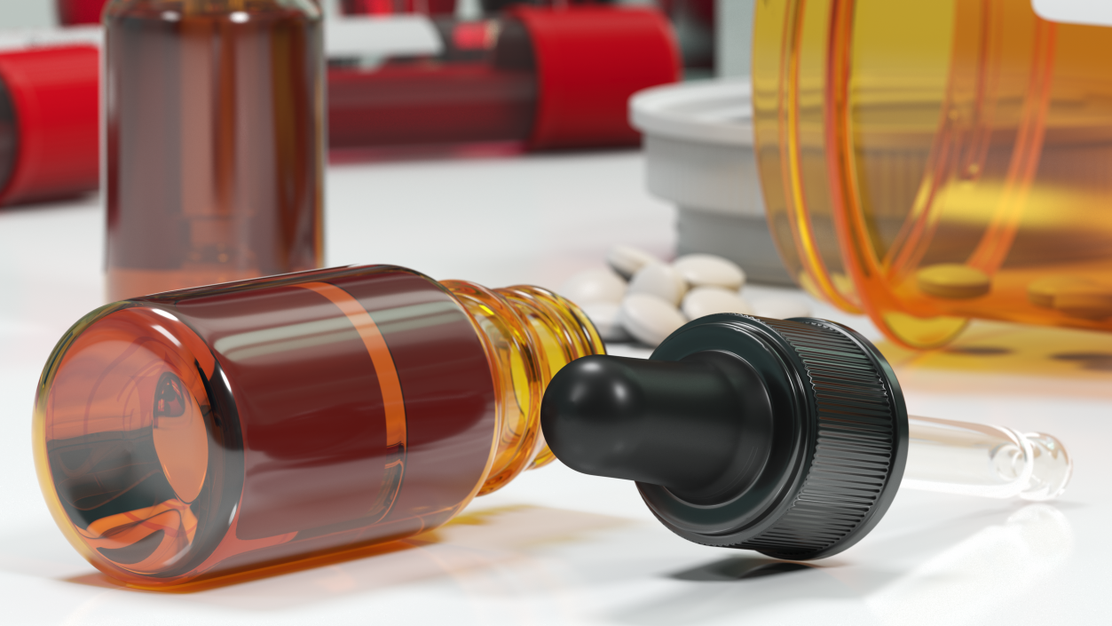 3D model Amber Glass Dropper Bottle 5ml
