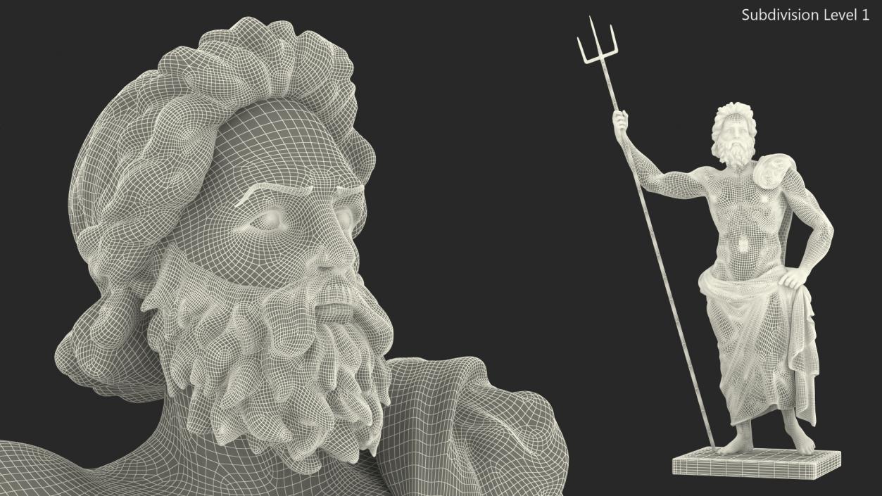 Poseidon Greek God Statue Marble 3D