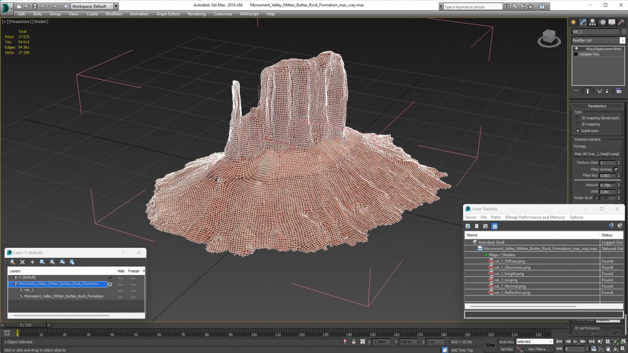 Monument Valley Mitten Buttes Rock Formation 3D model