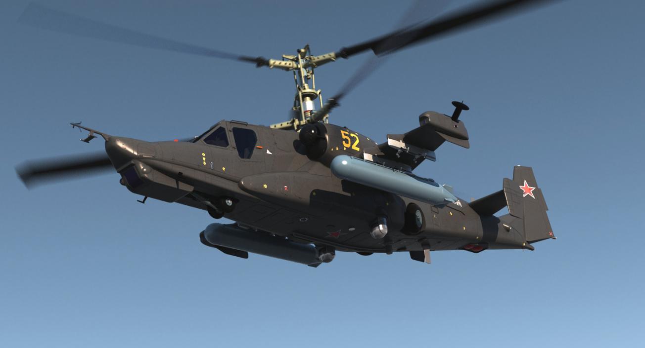 Kamov Ka-52 or Alligator Russian Attack Helicopter Rigged 3D