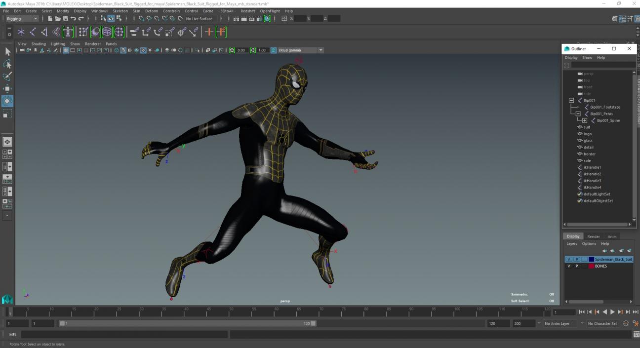 3D Spiderman Black Suit Rigged for Maya