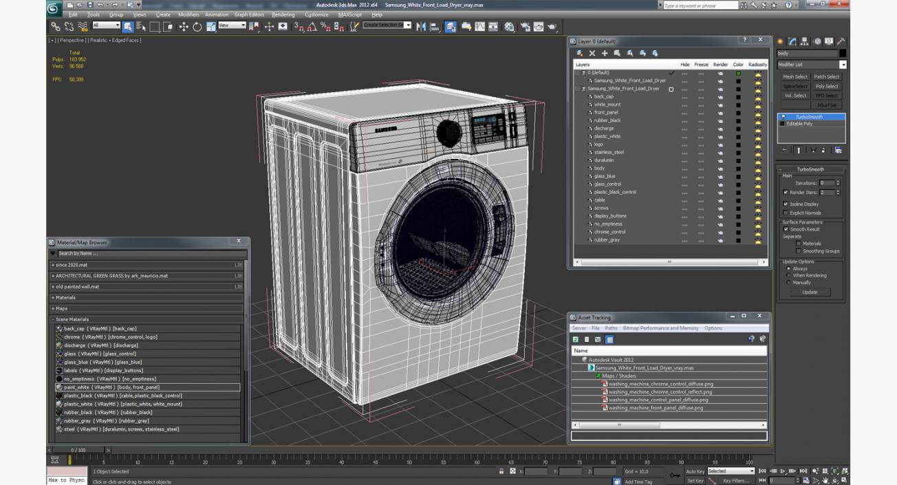 3D model Samsung White Front Load Dryer