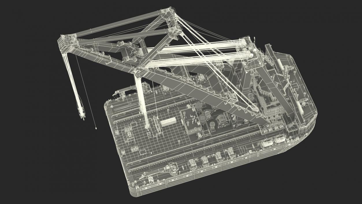 3D Floating Vessel Crane Working Position model