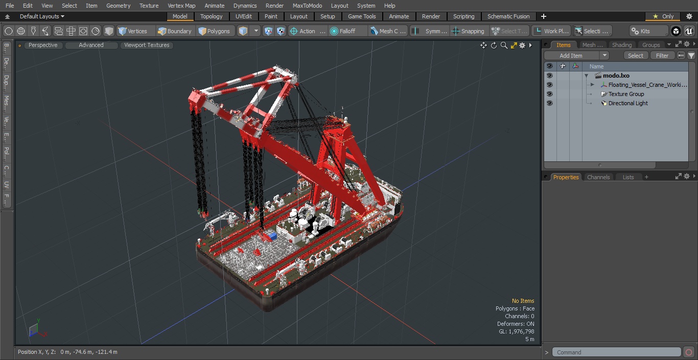 3D Floating Vessel Crane Working Position model