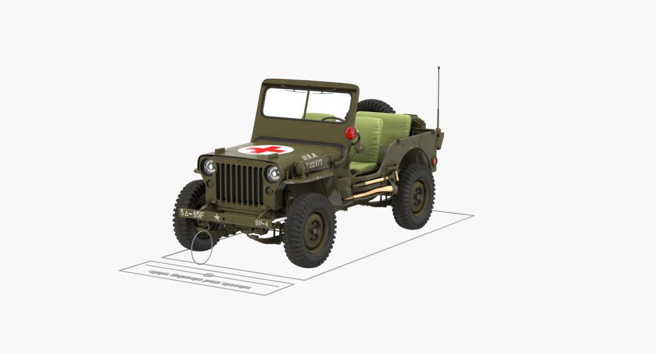 3D Jeep Willys 1944 Ambulance Rigged model