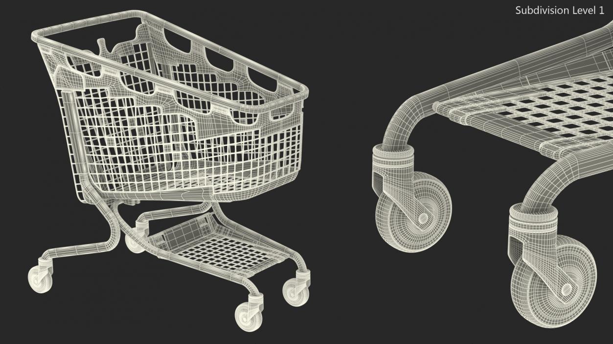 PP Plastic Shopping Trolley 210L 3D