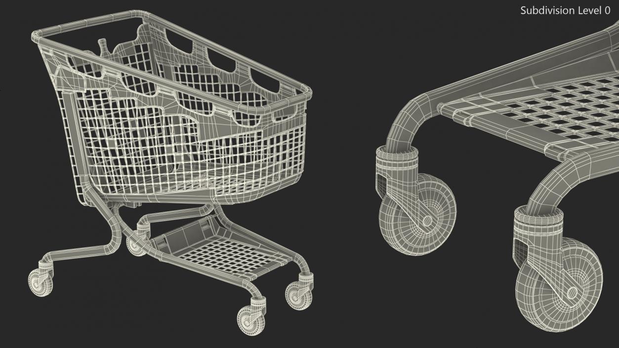 PP Plastic Shopping Trolley 210L 3D