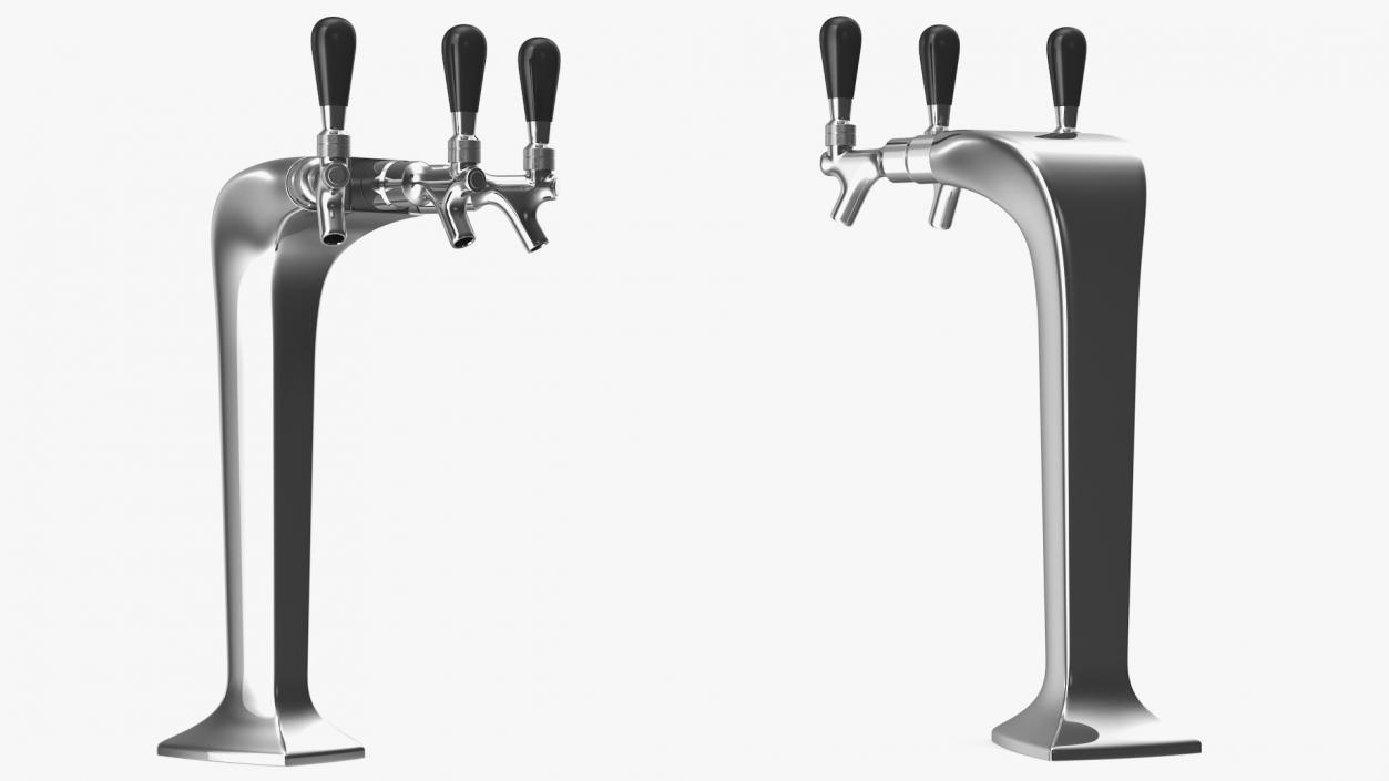 3D Triple Beer Tap Faucet Chrome Draft Beer Tower