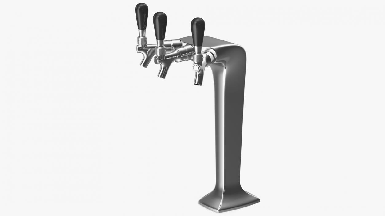 3D Triple Beer Tap Faucet Chrome Draft Beer Tower