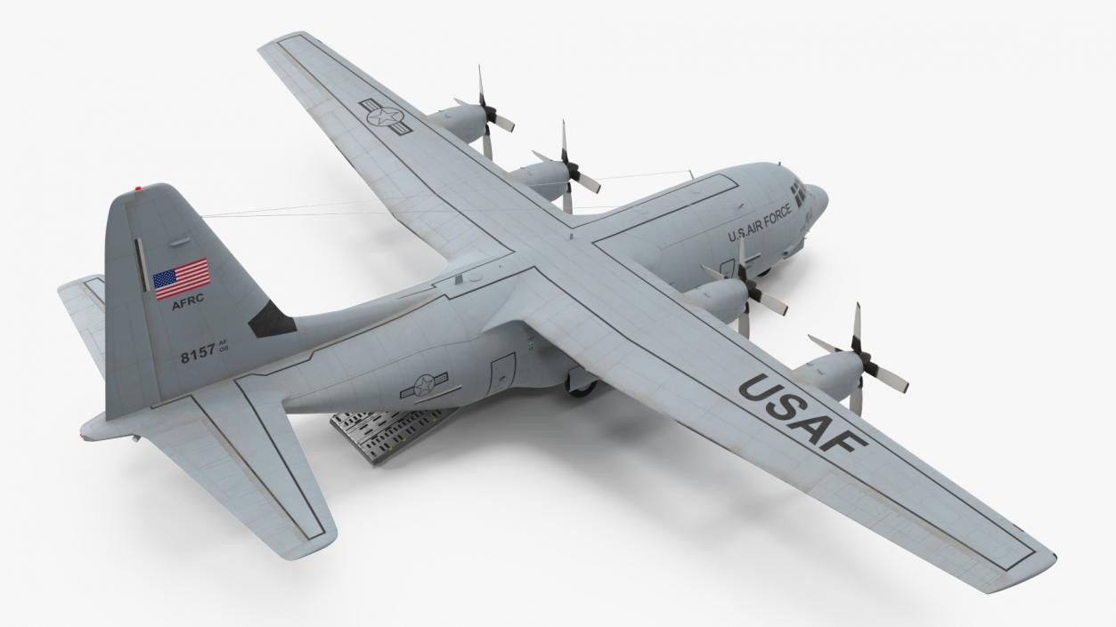 3D Lockheed C 130 Hercules US Military Transport with 20 ft Container