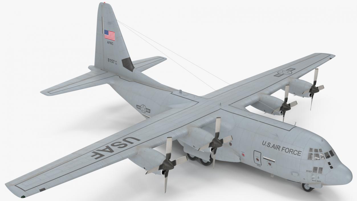 3D Lockheed C 130 Hercules US Military Transport with 20 ft Container