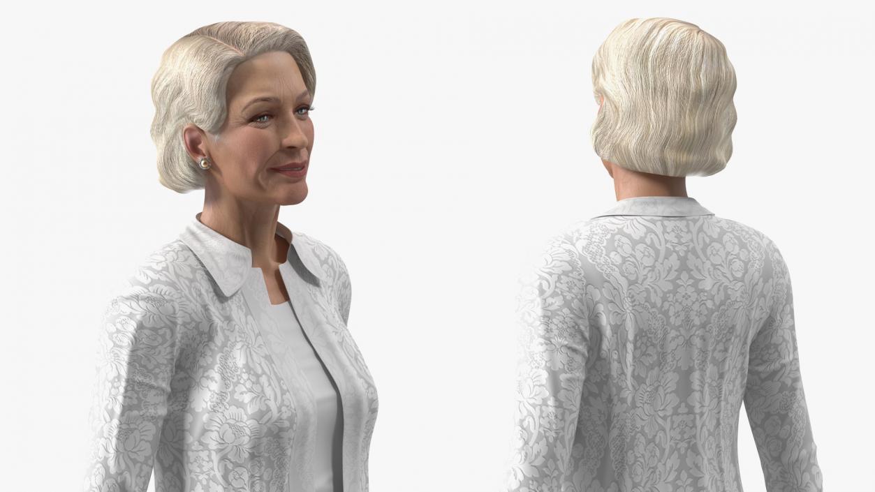 3D Elderly Woman wearing Casual Clothes