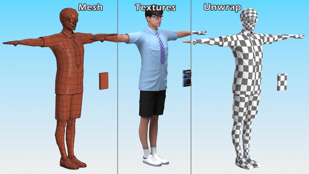 Chinese Schoolboy T-Pose 3D model