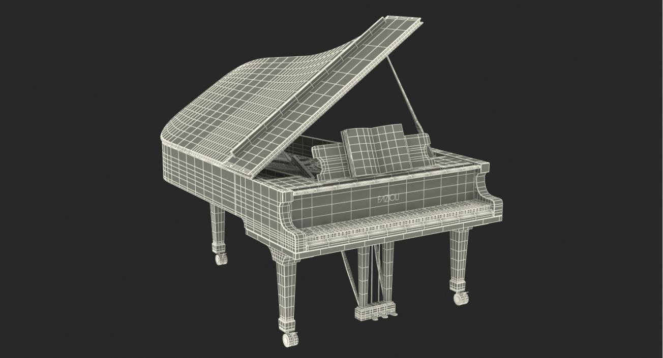 3D Grand Piano with Music Notes Book model