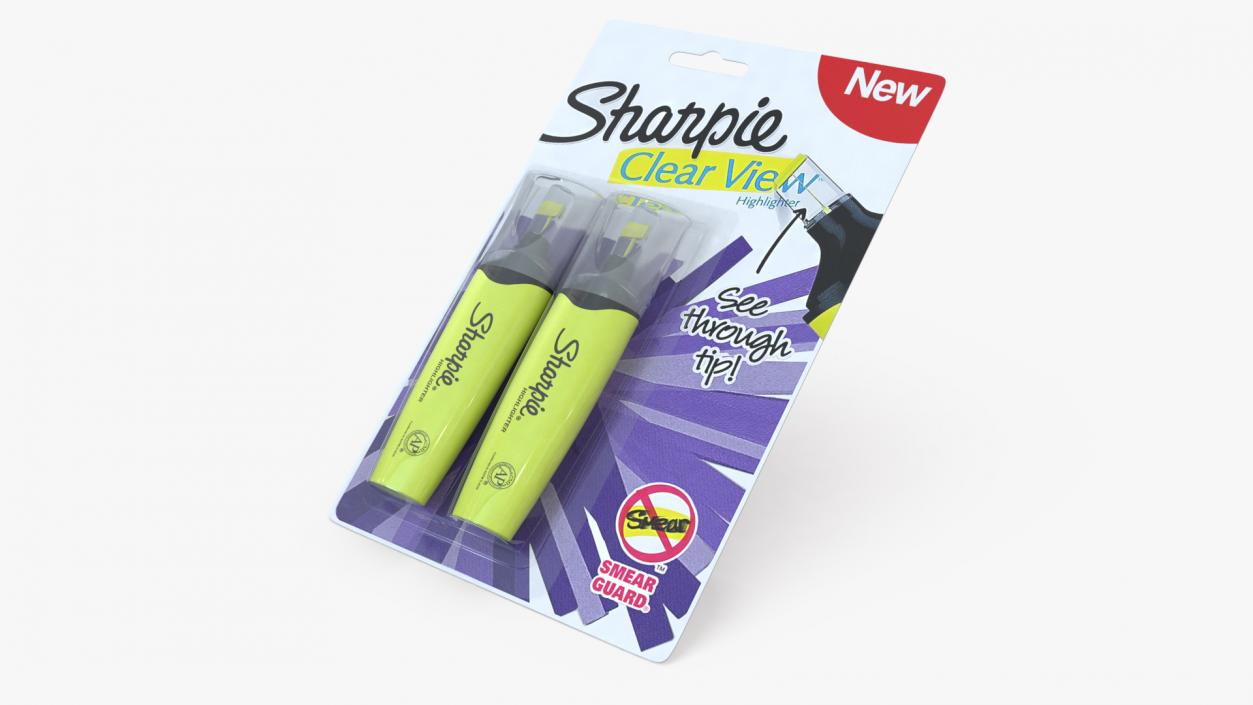 2 Sharpie Highlighter Markers with Package 3D