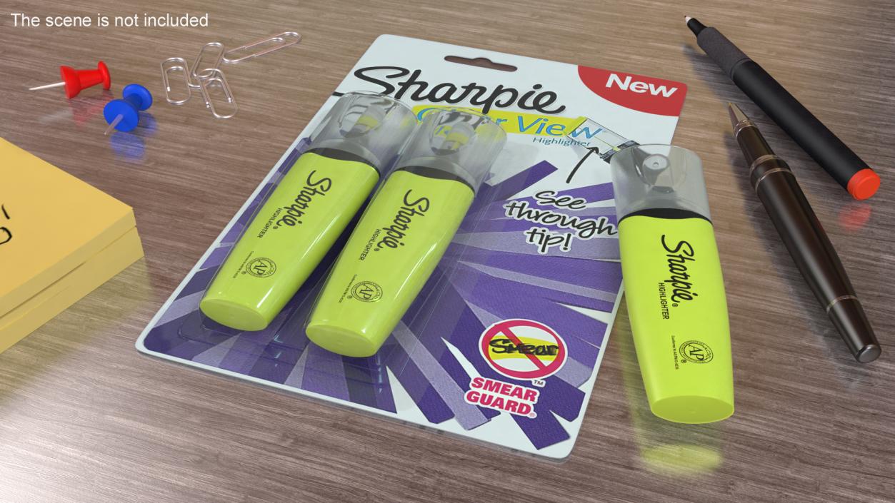 2 Sharpie Highlighter Markers with Package 3D