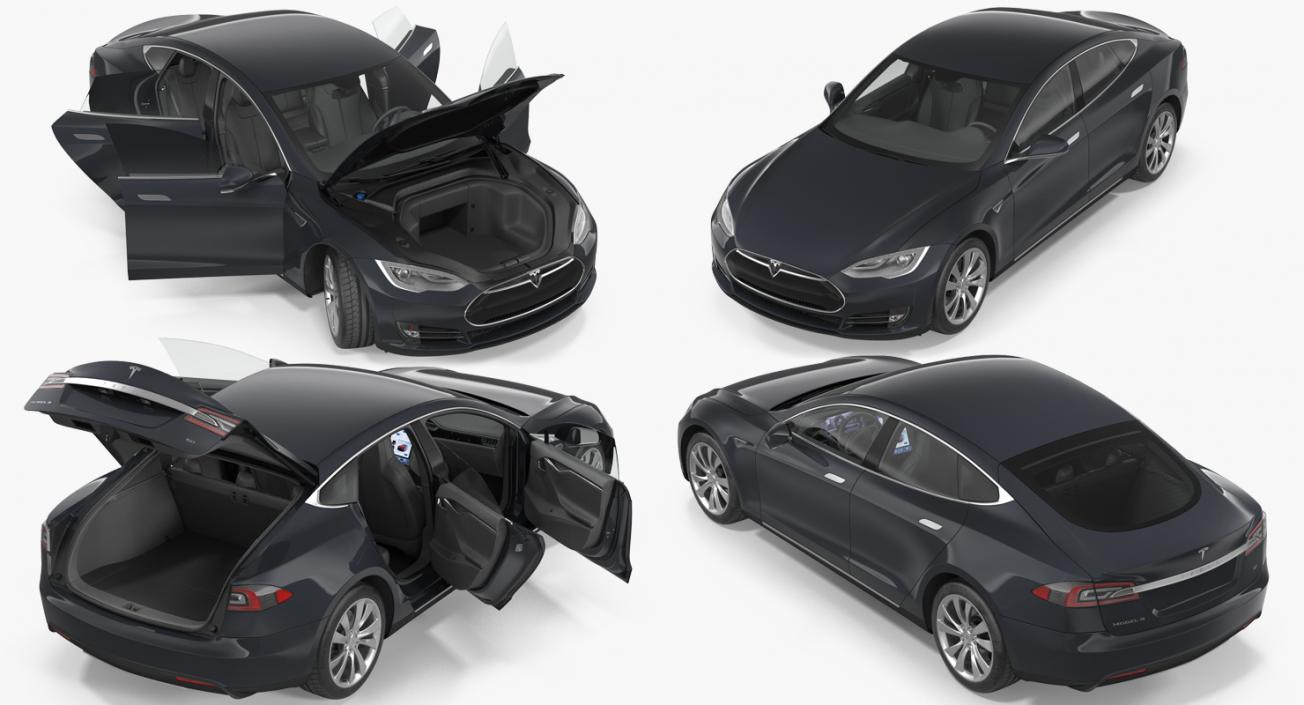3D Tesla Model S 60 2015 Rigged model