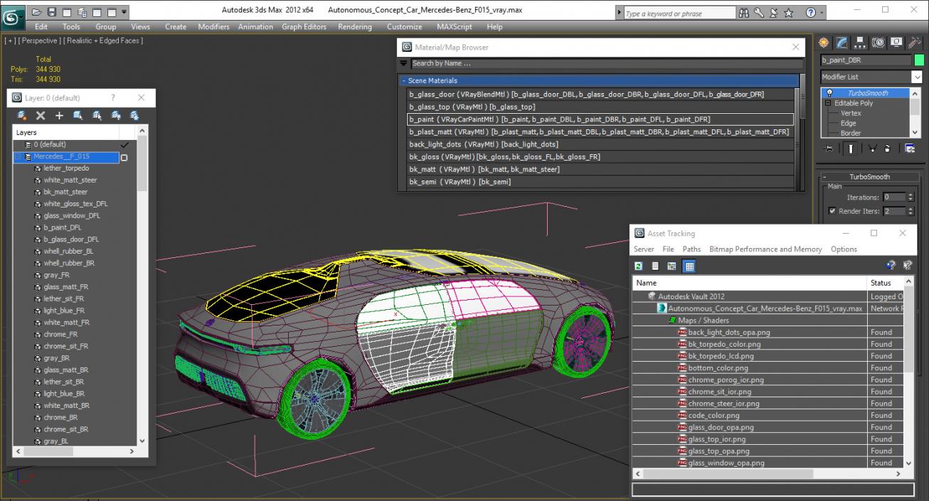 3D Autonomous Concept Car Mercedes Benz F015