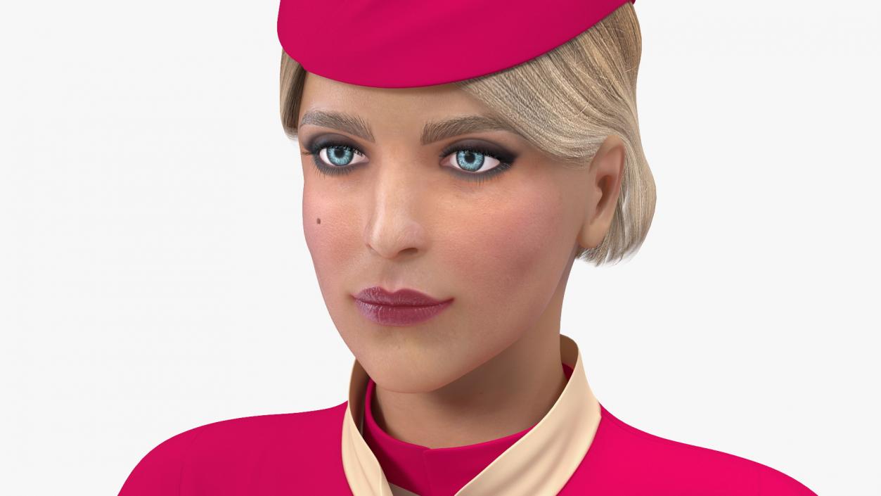 3D model Airline Hostess in Maroon Uniform T Pose