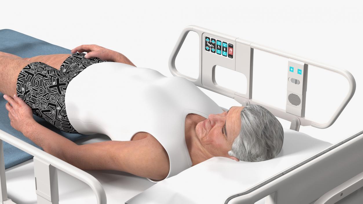 3D model Patient on Hospital Bed Rigged