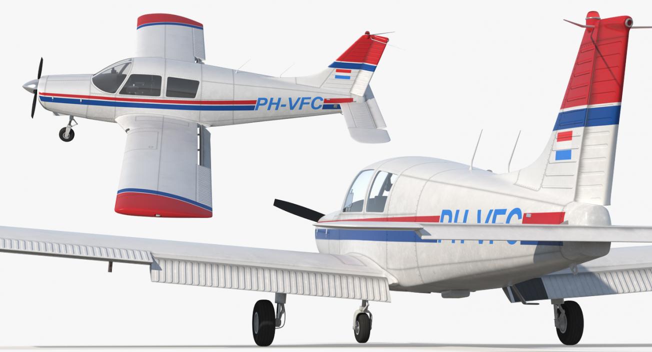 Piper PA-28 Cherokee Rigged 3D