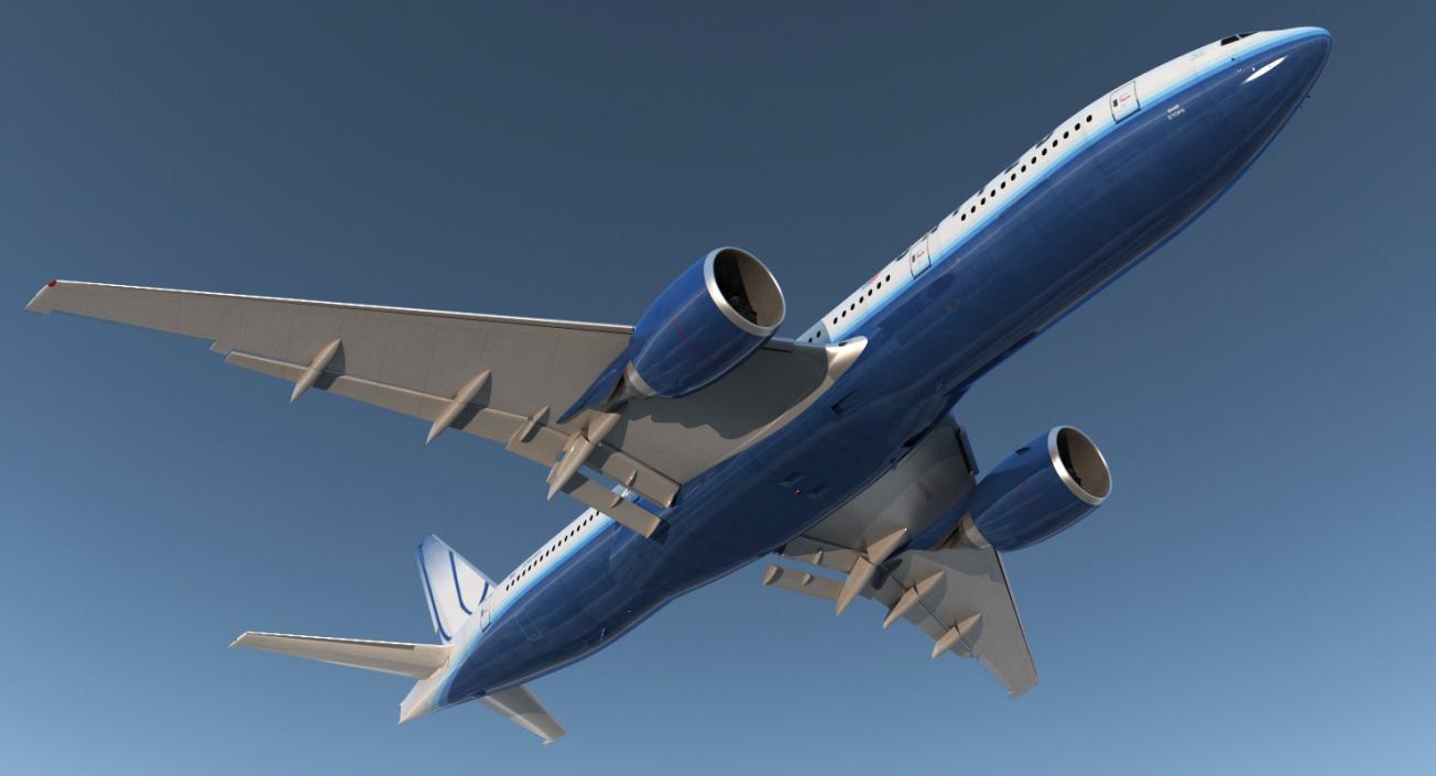 Boeing 777-200 United Airlines Rigged 3D