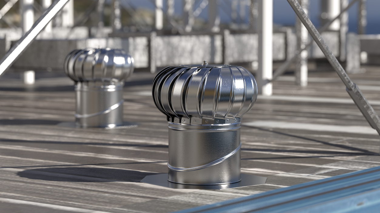 Galvanized Steel Internally Braced Roof Turbine Vent 3D