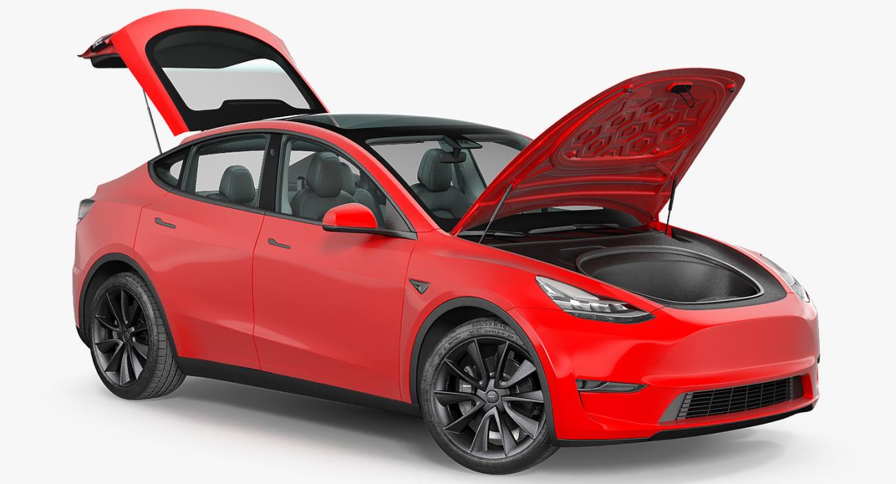 Tesla Model Y Red Rigged 3D model