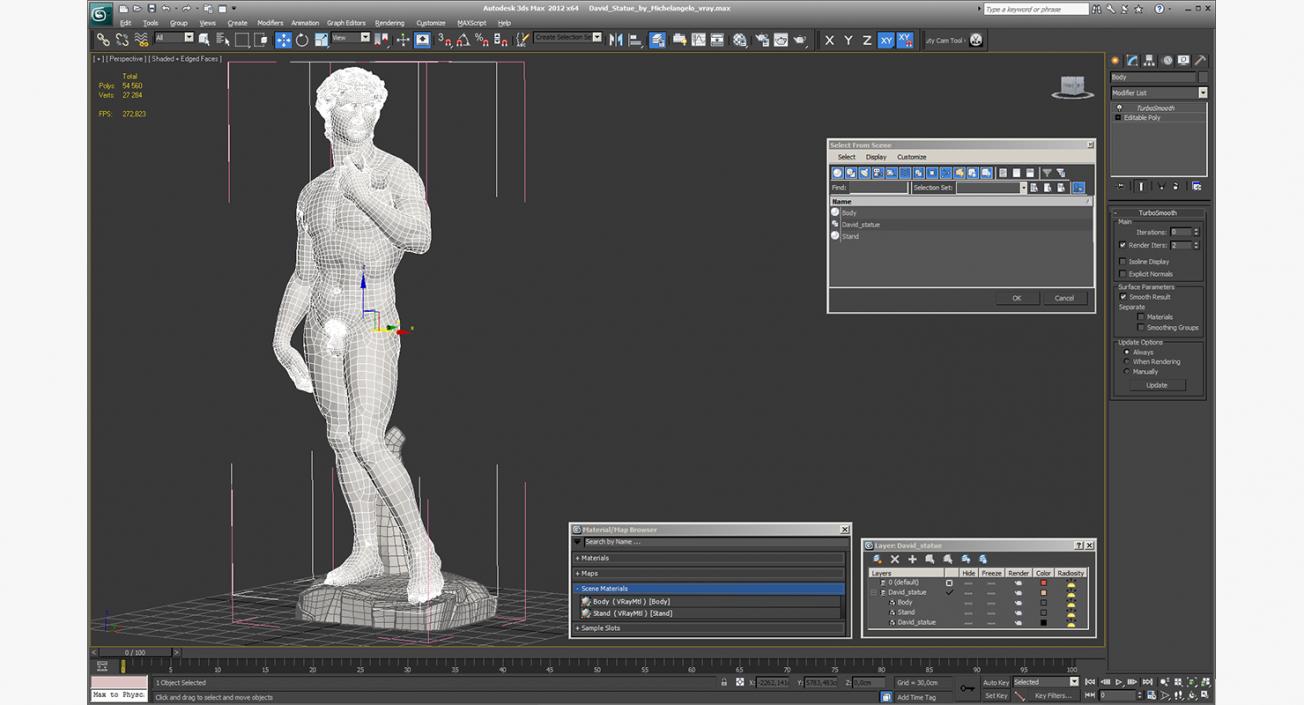3D David Statue by Michelangelo model