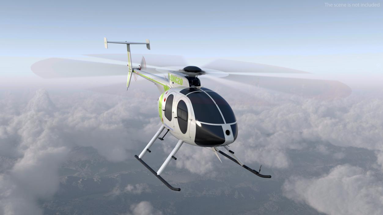 3D MD 500E Light Helicopter Exterior Only model