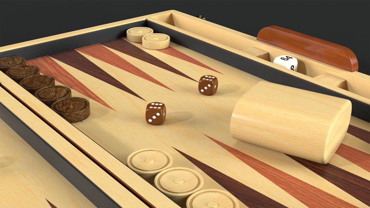 3D model Vintage Wooden Backgammon