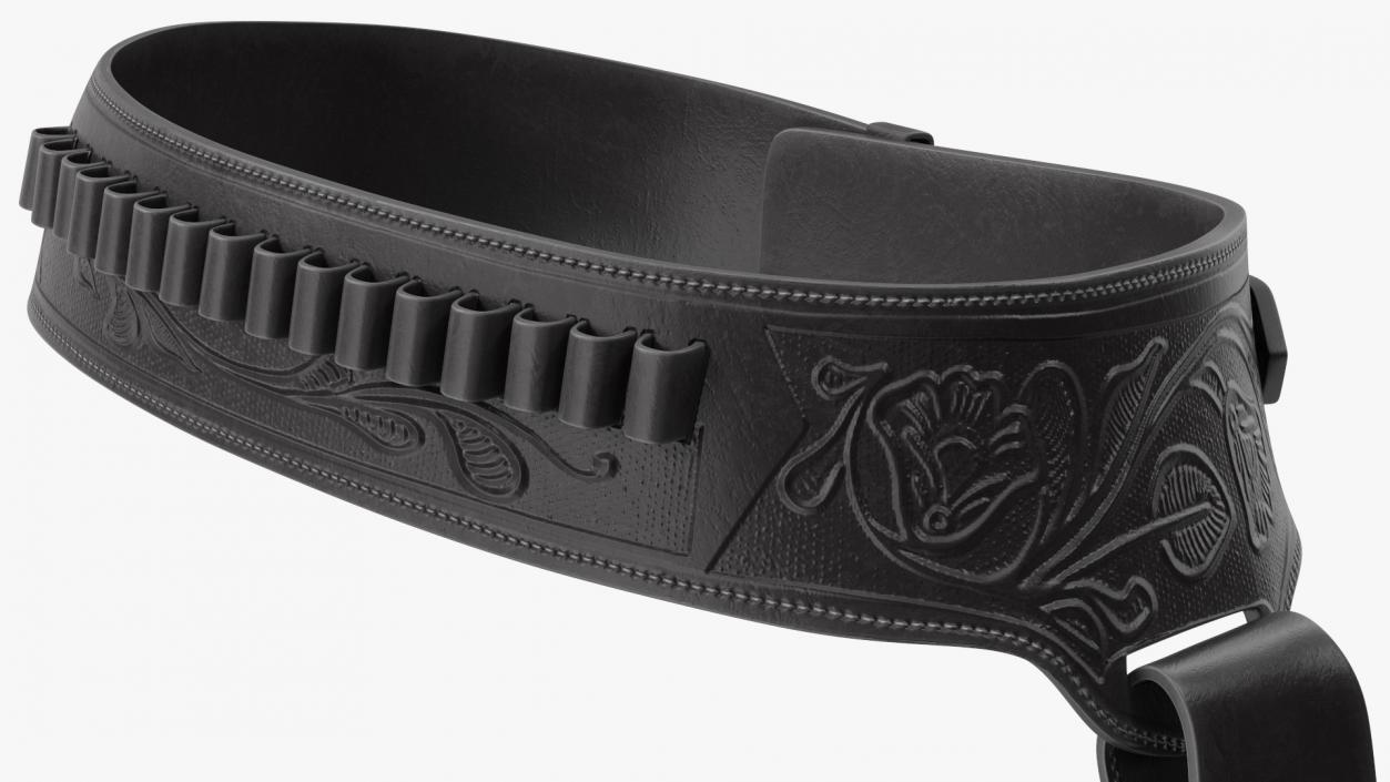 3D Western Gun Belt with Holster Leather Black model
