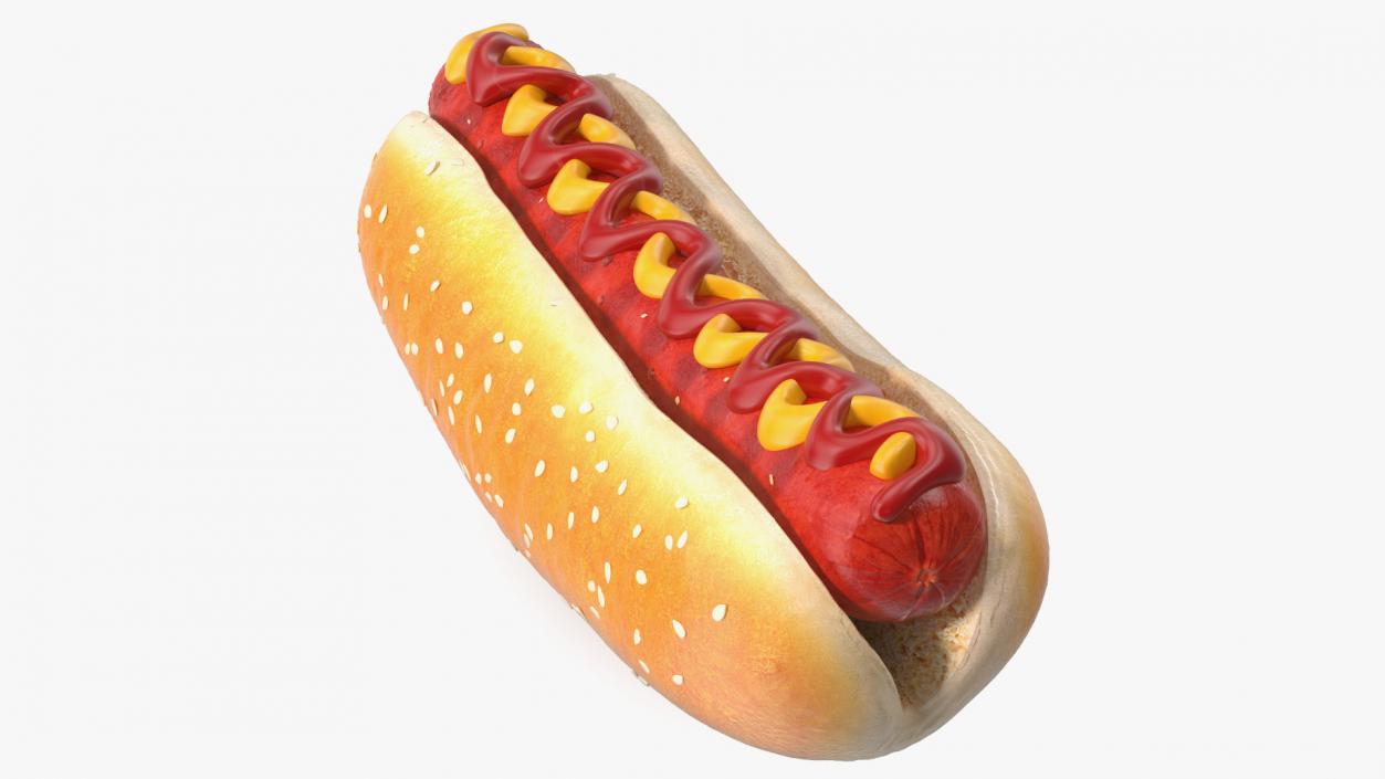 3D model Hot Dog with Ketchup Mustard Zigzag