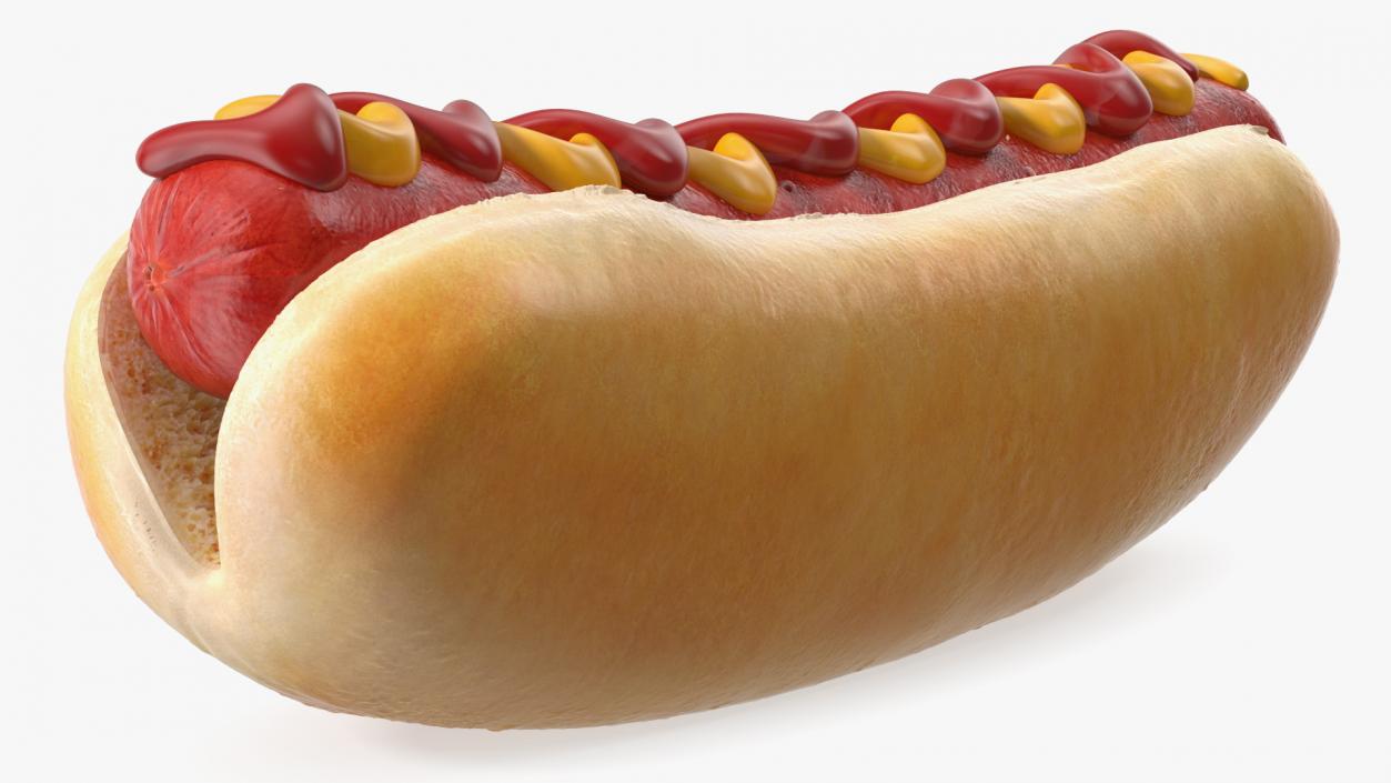 3D model Hot Dog with Ketchup Mustard Zigzag