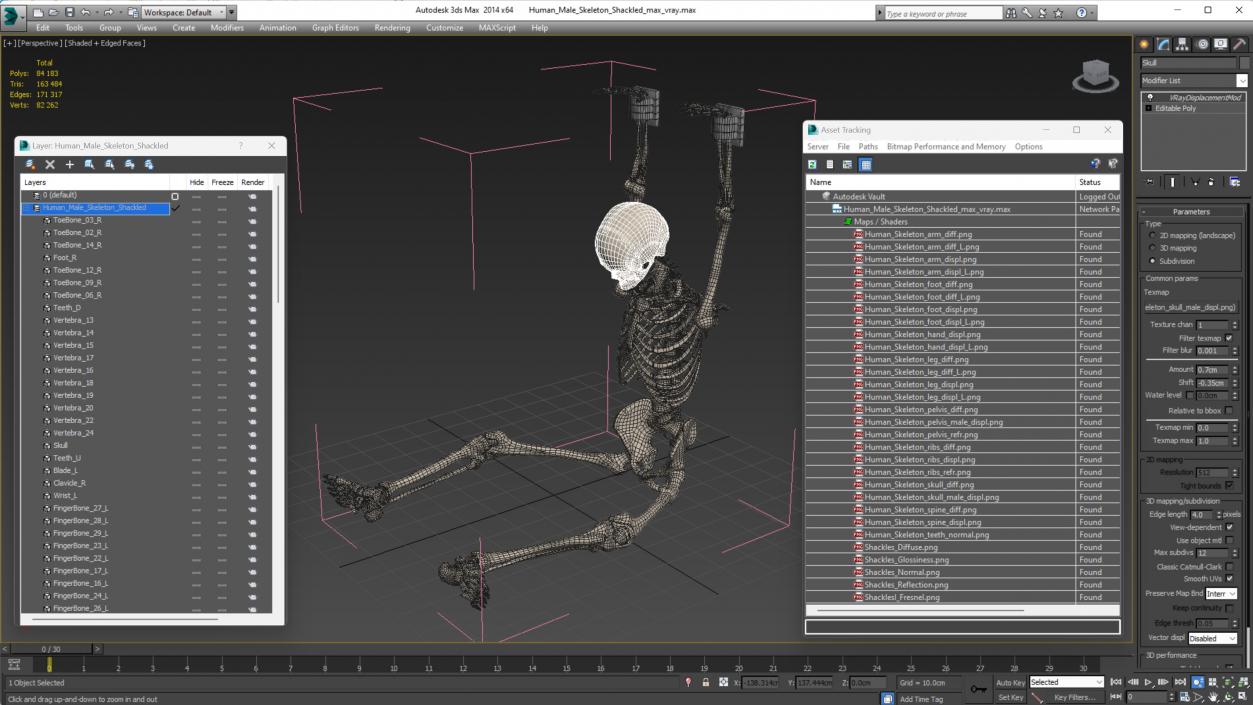 3D Human Male Skeleton Shackled model