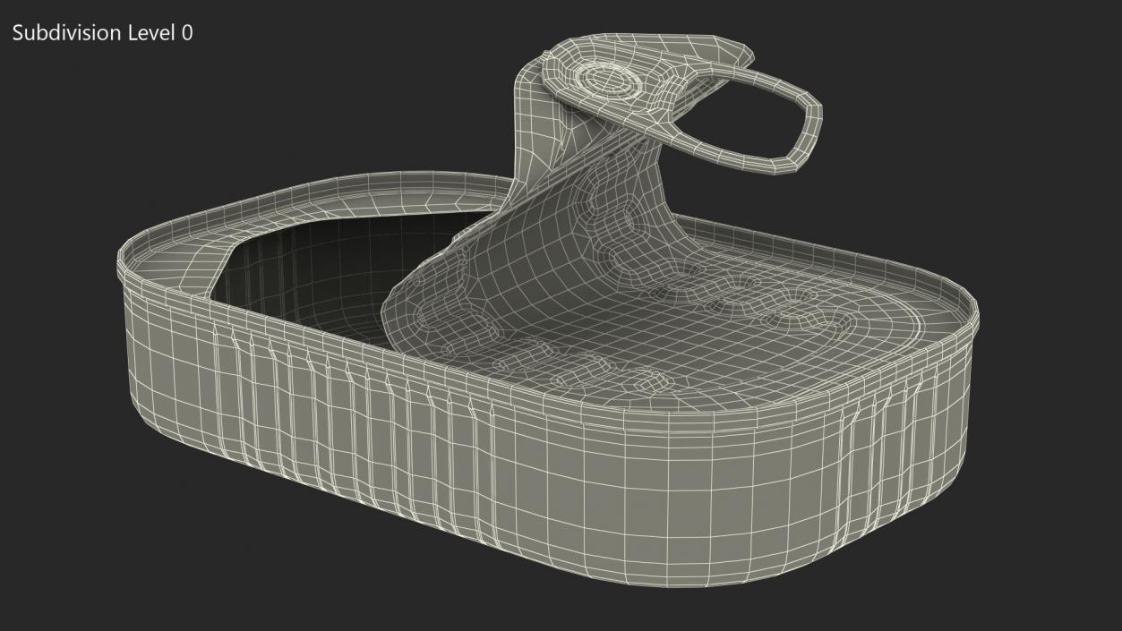 Half Open Empty Rectangular Sardine Can 3D model