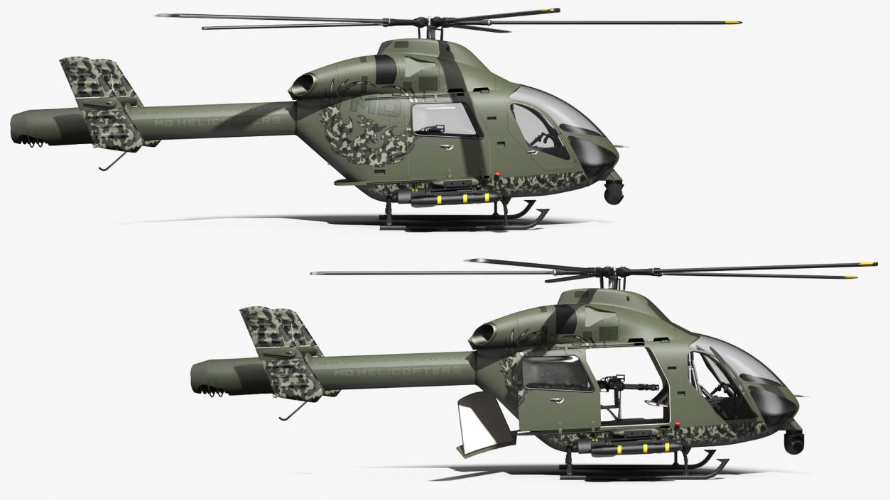 3D model MD 969 Twin Attack Helicopter Rigged for Maya
