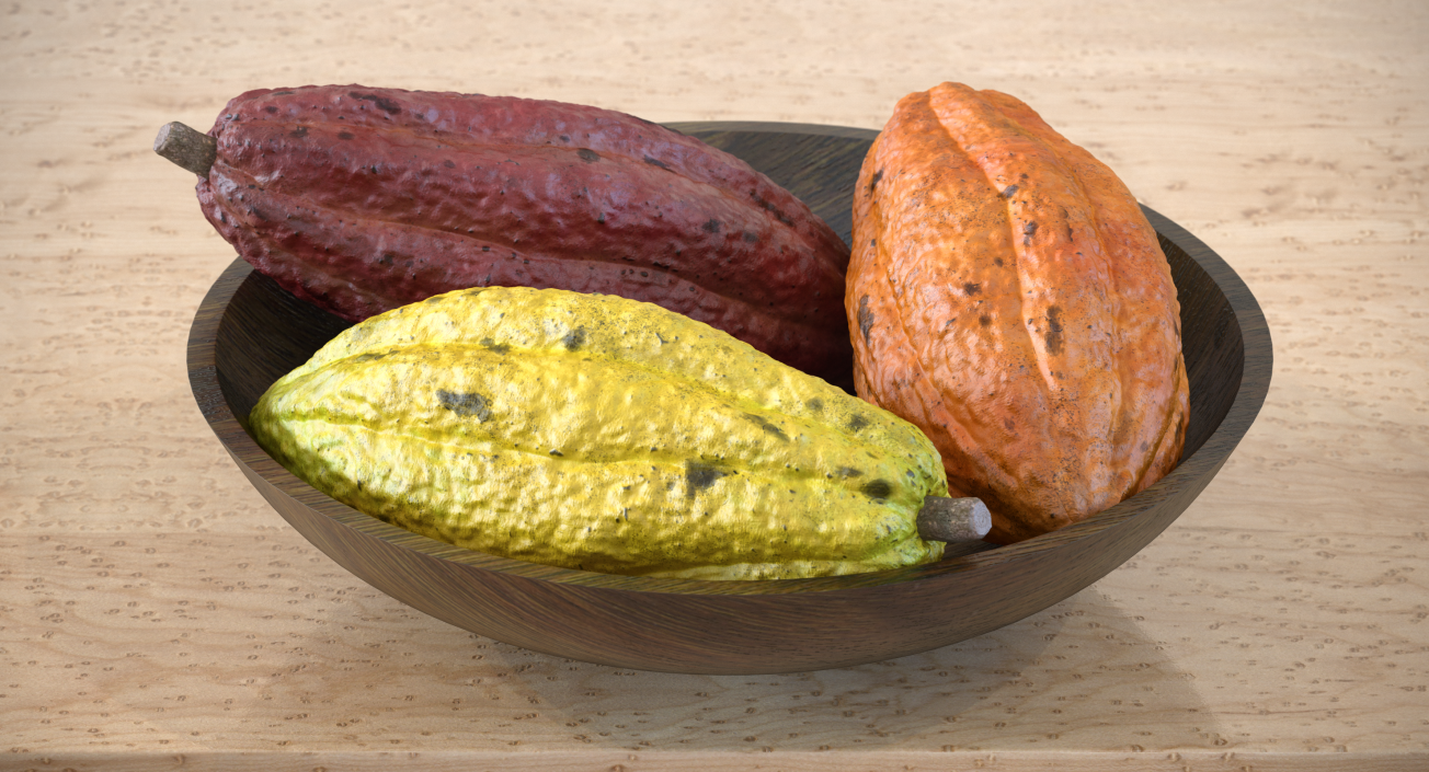 3D Yellow Cocoa Fruit model