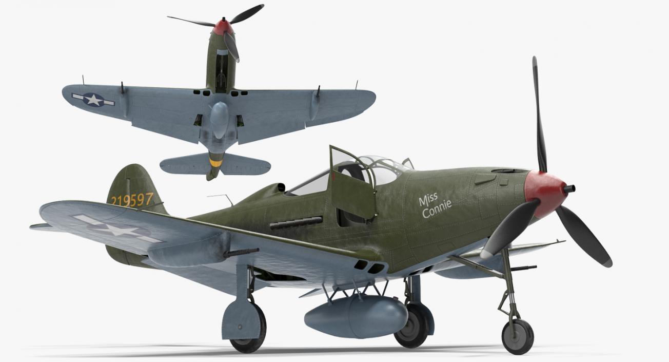 3D American WWII Fighter Aircraft P-39 Aircobra Rigged