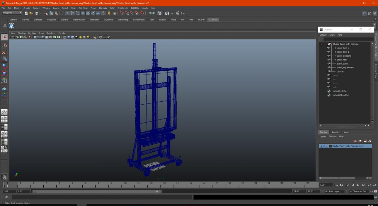 Studio Easel with Canvas 3D model