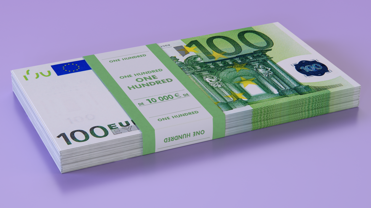 3D model 100 Euro Bundle Banknotes